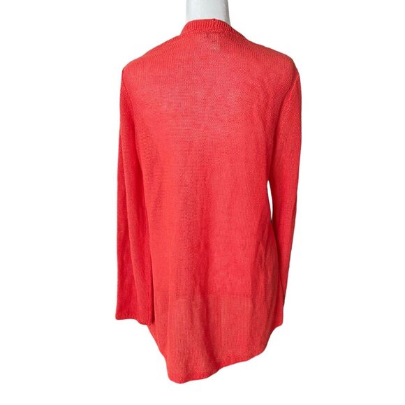 J.Jill Small Cardigan Sweater Linen Cotton Red Orange Open Front Pockets - Picture 10 of 12